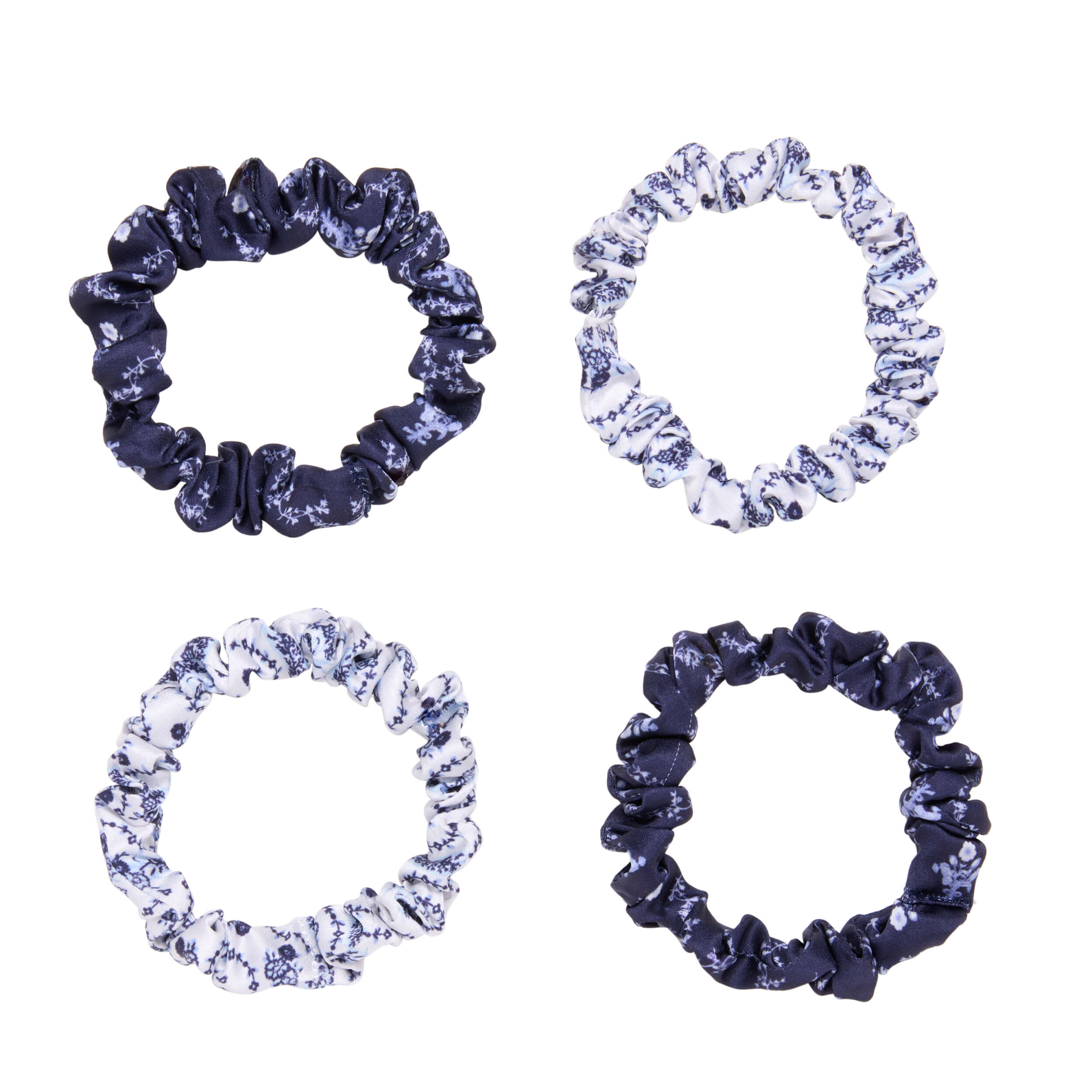 Wet Brush × Hill House Skinny Satin Scrunchies. 4ct - Blue