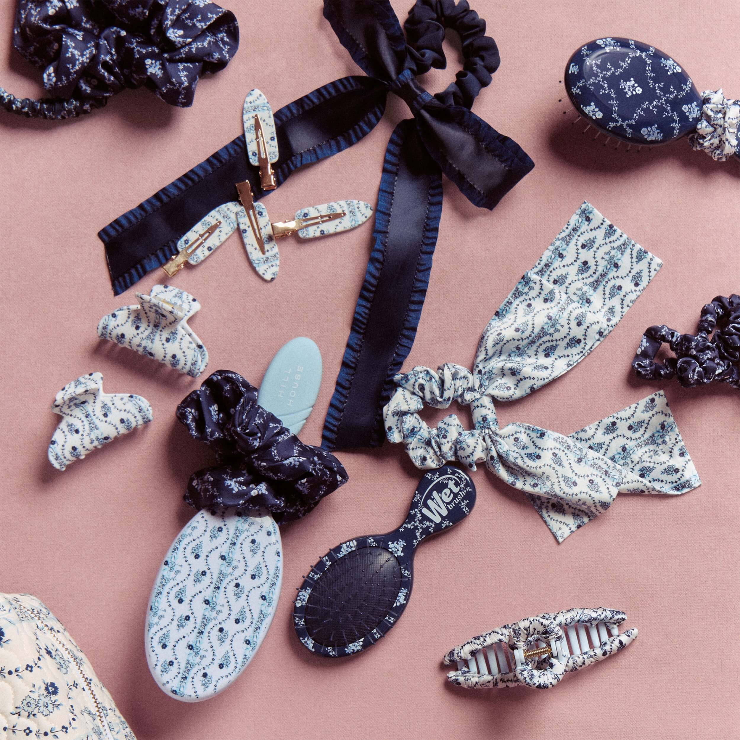 Wet Brush × Hill House Ruffle Bow Scrunchie - Navy - Image 4