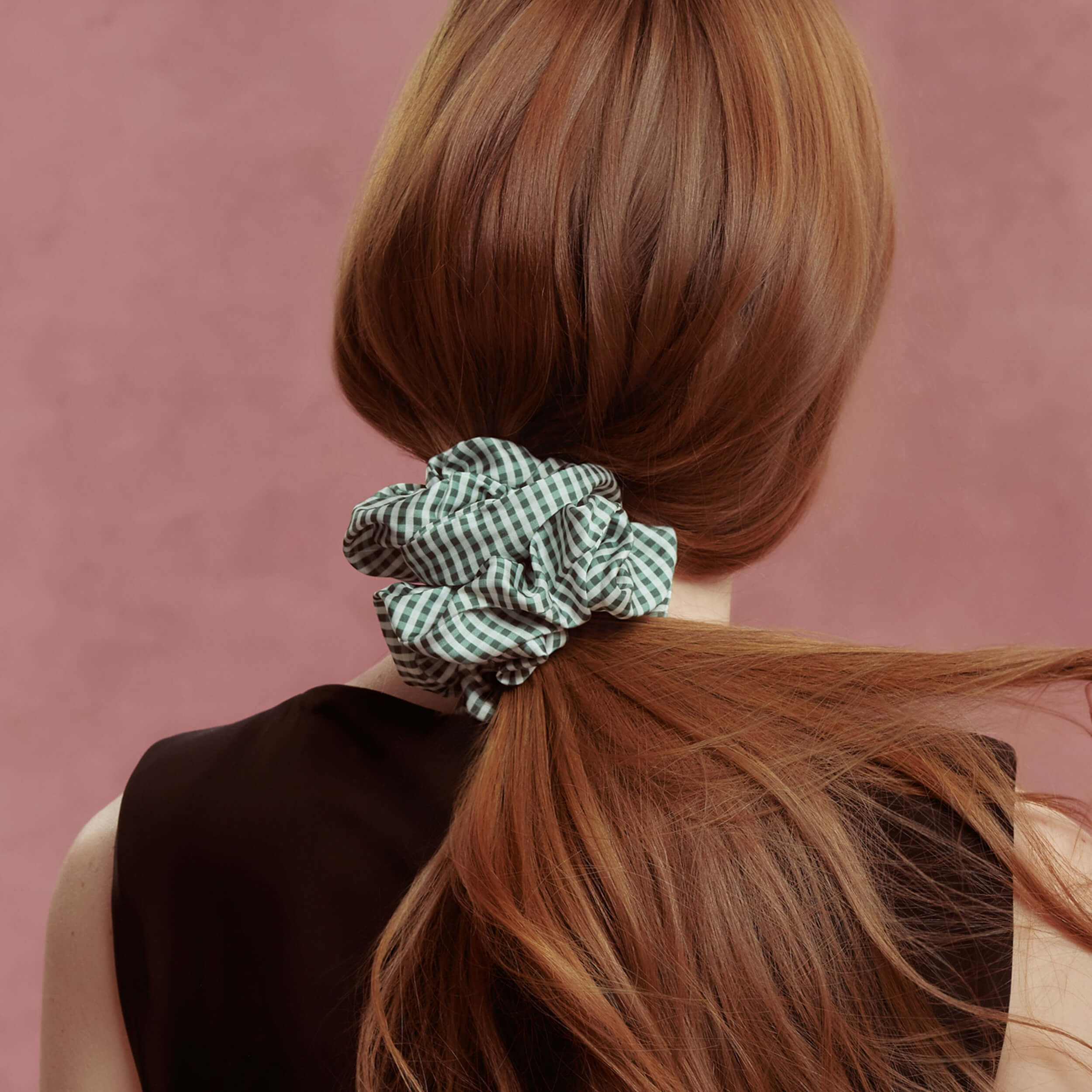 Wet Brush × Hill House Large Satin Scrunchie - Olive Gingham - Image 2