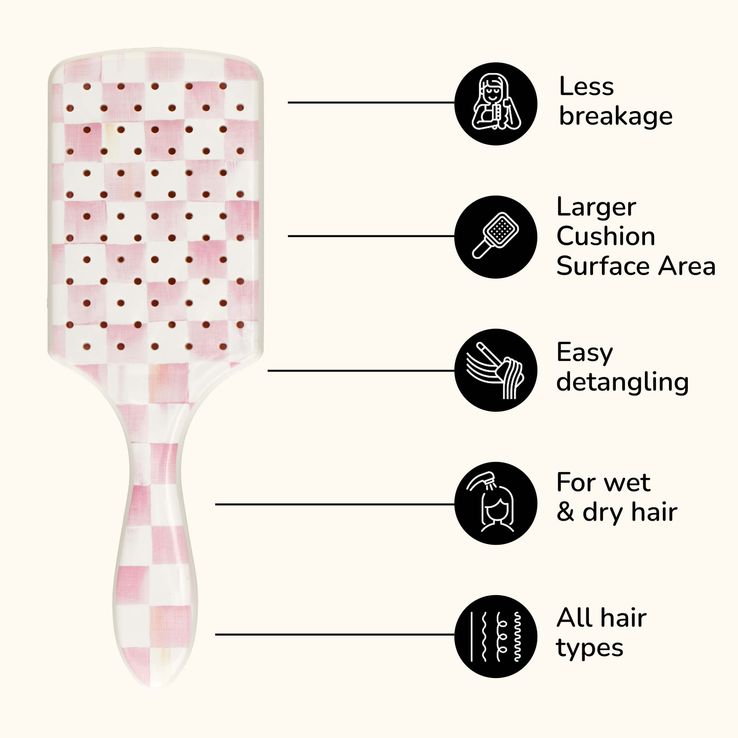 MacKenzie-Childs x Wet Brush Paddle Detangler - Rosy Check - Image 4