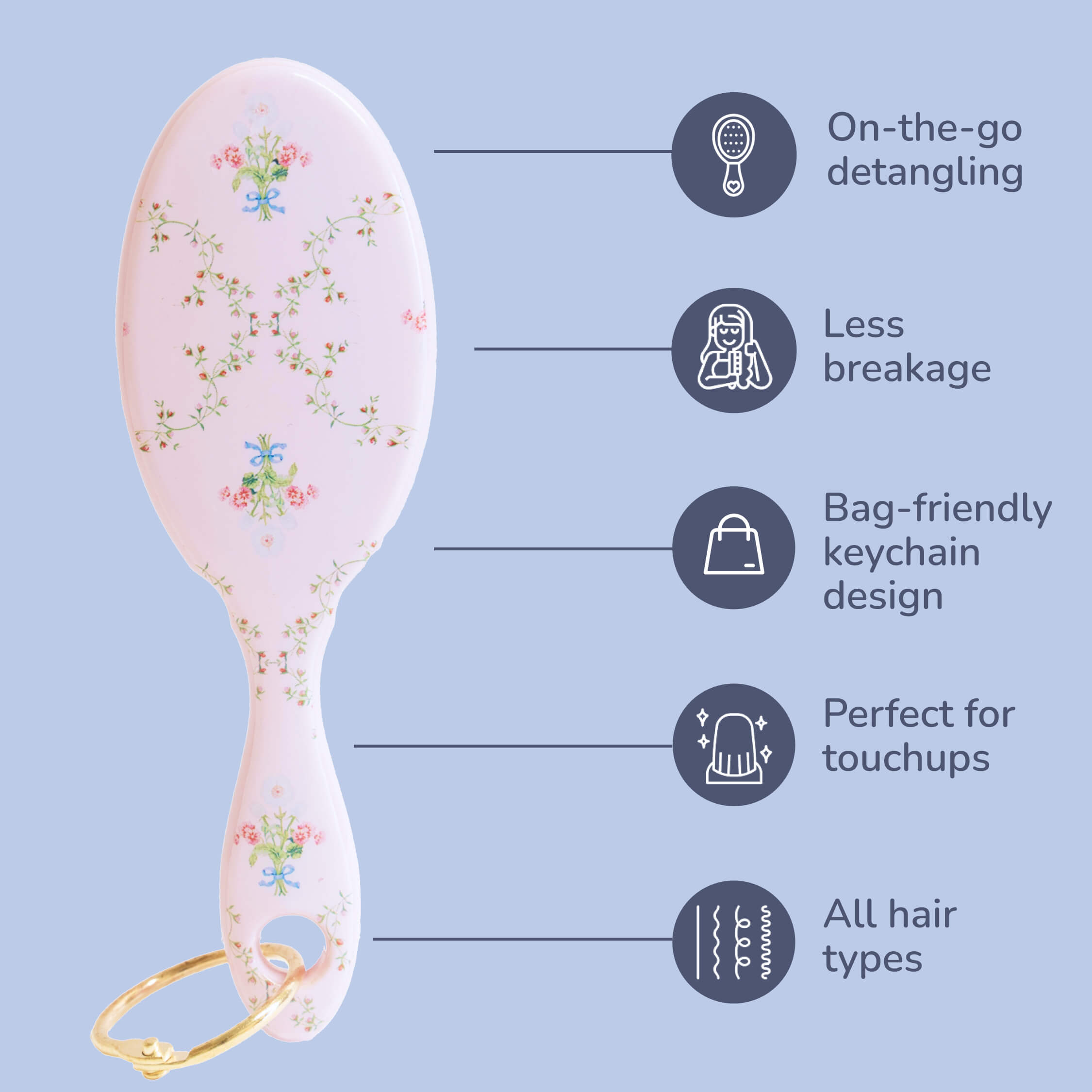 Wet Brush x Hill House Keychain Detangler - Pink Trellis - Image 5